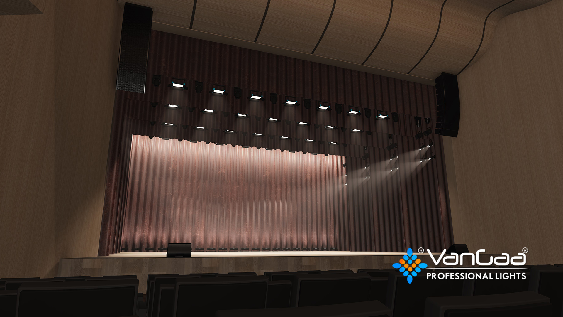 تصميم منطق التوزيع والوظائف الفنية لمواقع الإضاءة في المسارح الإطارية