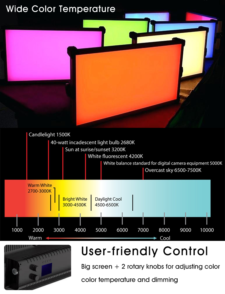 5 مصابيح لوحة فيديو LED ملونة لالتقاط الفيديو RGB وثنائية اللون